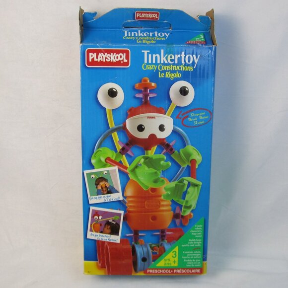 Tinkertoy Playskool 1994 Vintage Tinker Toys Crazy Construction - Used -Complete - Picture 1 of 8